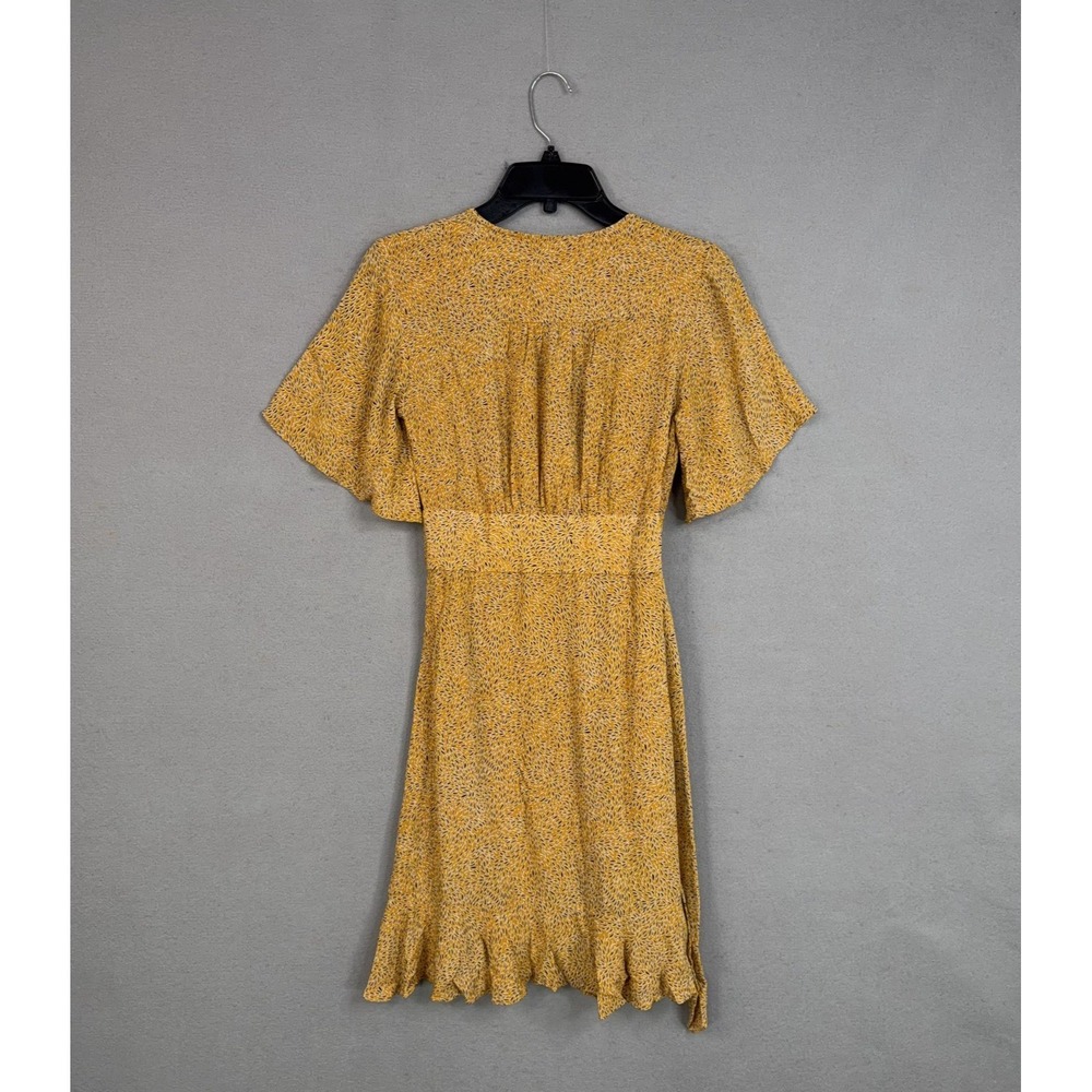 Ba&sh Dress Womens Small Yellow Floral Wrap Ruffle Belina Curry Mini Summer - Picture 7 of 12